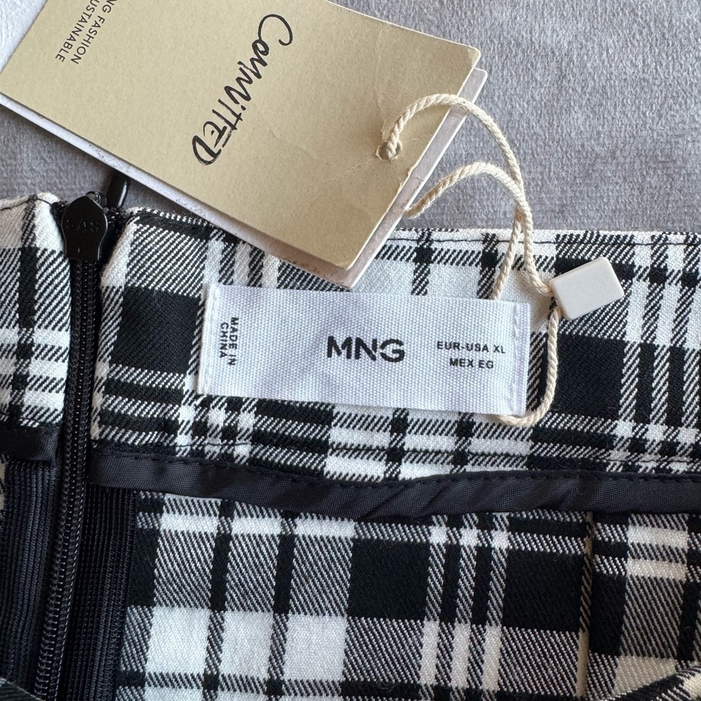 Mango Black and White Plaid Mini Skirt - Picture 4 of 7